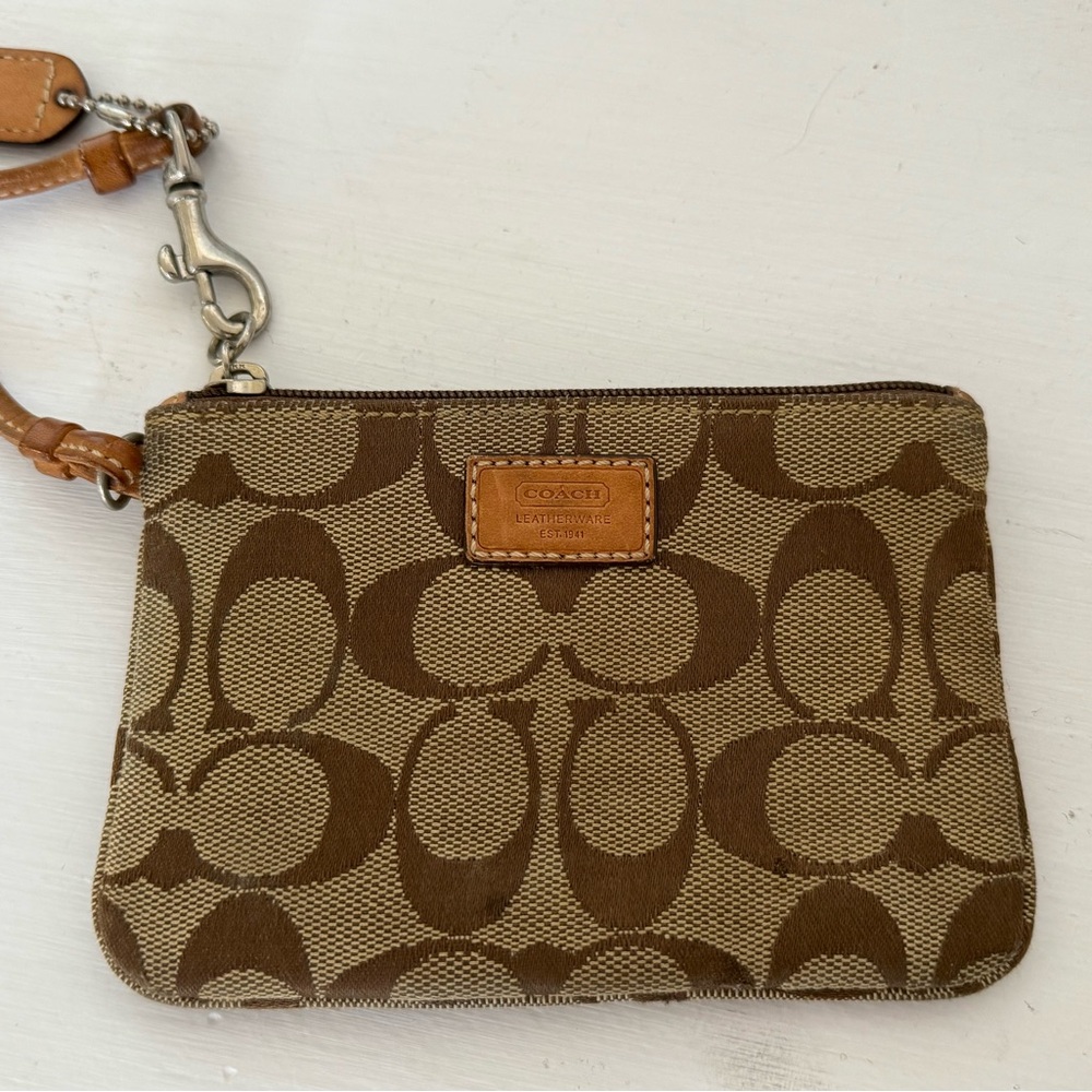 Coach Brown Monogram Wristlet